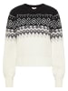 myMo Damen Strickpullover in Schwarz Wollweiss