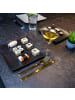 Intirilife Sushi Platte Servier Teller aus Porzellan 26 x 23.4 x 3.8 cm in 2x Schwarz