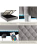tectake Komfortbett mit LED-Leisten & Stauraum - Samtoptik mit Steppmuster