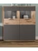 Inn.Furn Highboard Eiche, grau 110/122 cm mit Soft-Close, Wohn- und Esszimmermöbel