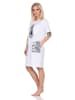 NORMANN Kurzarm Nachthemd Tiermotiv Übergrössen - 85500 in weiß