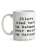 Mr. & Mrs. Panda Trinktasse Spruch Stier Herz mit Spruch in Weiß