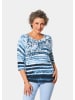 GOLDNER Viskosepullover mit Muster, Feinstrick in blau / gemustert