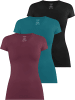 Janice 3 x Figurbetontes T-Shirt mit V-Ausschnitt Siena in Burgund/Petrol/Schwarz