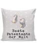 Mr. & Mrs. Panda 40 x 40 Kissen Pinguin Beste Erfindungante der Wel... in Grau Pastell