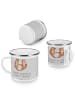 Mr. & Mrs. Panda Emaillebecher Flitterwochen-Magie mit Spruch in Heather Grey