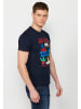 KOROSHI Kurzarm T-Shirt in blau