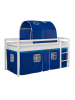Homestyle4u Hochbett 90x200 mit Vorhang, Lattenrost, Matratze, Tunnel in Weiß