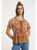 VIRITA Women Blusenshirt Mit Rüschenärmeln in Orange Mehrfarbig