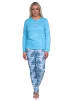 NORMANN Pyjama Schlafanzug langarm Hose floralem print in blau