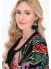 IZIA Women Cardigan in dark green multicolor