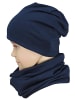 TupTam Unisex Set Kinder Beanie Mütze Schlauchschal in dunkelblau