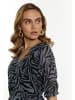 faina Damen Maxikleid Mit Zebra-Print in Grau Schwarz