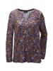 GOLDNER Jerseybluse in marine / gemustert