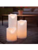 MARELIDA 3er Set XXL LED Kerzen flackernd für Außen 3 Höhen in weiß