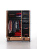 58 aufm Kessel KINDERZIMMERSCHRANK Kameko 148x55x200 MDF+Massivholz Schwarz/Cognac