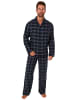 NORMANN Flanell Pyjama Schlafanzug langarm zum durchknöpfen - 50060 in marine