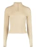 Hailys Dünner Feinstrick Pullover Half-Zip Stehkragen Sweater FLORA in Beige