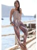 LASCANA Jerseyhose in sand-bordeaux bedruckt