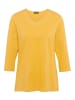 GOLDNER T-Shirt mit charmantem Ausschnitt und Schmucksteinchen in safran