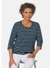 GOLDNER Kurzgröße:  Jerseyshirt mit Rundhals in marine / weiß / geringelt
