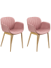 Beliani 2er-Set Esszimmerstuhl ALICE in Rosa/Heller Holzfarbton