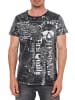 Rusty Neal Verwaschenes T-Shirt mit "Flying-Skull" Print in Schwarz