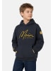 Sublevel Hoodie Kapuze Frontprint Kängurutasche Look in Blau-2