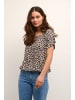 Kaffe Kurzarm-Bluse KAvilia Loose fit in Chalk / Sand / Black Leo Print