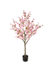 Beliani Kunstpflanze CHERRY TREE in Grün/Rosa/Schwarz - (W) 62 x (H) 152 x (L) 62 cm