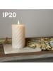STAR Trading LED Blockkerze Flamme Swirl aus Wachs 2er-Set, 15cm, braun in Braun,Beige