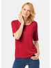 GOLDNER Rundhalsshirt Kombistarkes Halbarmshirt mit tonaler Zierkante in rot