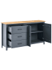 Beliani Sideboard LEONORA in Blau/Braun - (W) 150 x (H) 80 x (L) 40 cm
