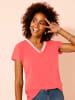Sieh an! V-Shirt in korallenrot