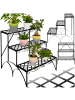 tectake Blumentreppe Michelle 60 x 60 x 60 cm, schwarz