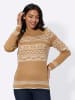 Sieh an! Stehkragenpullover in camel-champagner-gemustert