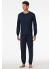 Schiesser Pyjama lang für Herren in dunkel-blau