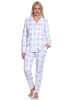NORMANN Pyjama Single Jersey zum durchknöpfen Karo - 78581 in hellblau