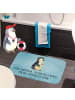 Mr. & Mrs. Panda Duschvorleger Pinguin Blumen mit Spruch in Eisblau