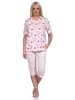 NORMANN kurzarm Capri Schlafanzug Herz - 72663 in rosa