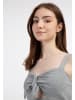 myMo Damen Rippstrick Träger Top in Grau Melange