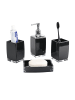 Cheffinger 4-teilig, Seifenspender, Zahnbürstenhalter, Schale & Organizer in Schwarz