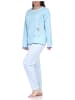 NORMANN langarm Schlafanzug Pyjama Katzen und karierter Jersey Hose - 66204 in hellblau