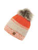 Faera Warme Strickmütze mit Bommel Thermo-Beanie in Orange