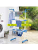 EASYmaxx Wäscheständer 3 Etagen klappbar 76x50x172cm weiß/blau mit Rollen Weiß