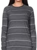 NORMANN Frottee Nachthemd langarm Bündchen Streifenoptik in dunkelgrau