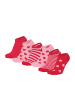 Yuhu Mädchen Sneaker-Socken 6er Pack Herzen Punkte Sterne in Rot