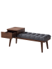 home24 home24 Garderobenbank aus Holzwerkstoff in Walnuss / Grau - 40 x 116 x 50 cm in Braun