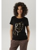 Aniston CASUAL T-Shirt in schwarz-goldfarben