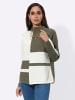 creation L Jacquard-Pullover in khaki-ecru-gemustert